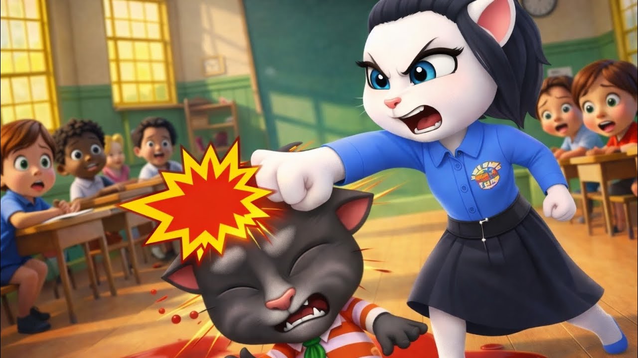 Tom is crying because her teacher punishes in the classroom and all students are looking at her 😱😭😭