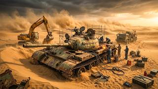 Buried in a Sandstorm Graveyard…Restoring a T-55 Tank War Machine Field || Ruined to Mega Giant