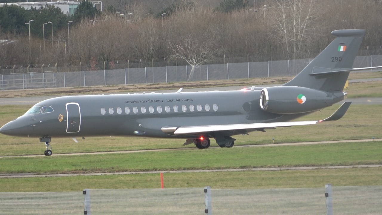 Brand new Falcon 6X. Irish Air Corps. Impressive departure!  And Irish Air Corps PC12. 17 Feb 2026