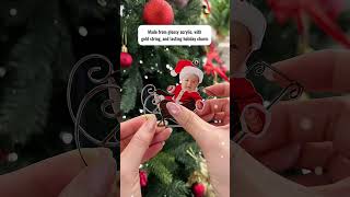 Adorable Newborn Baby | Personalized Babys Photo First Christmas Ornament