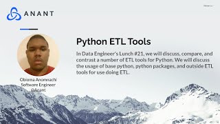 Data Engineer's Lunch #21: Python ETL Tools