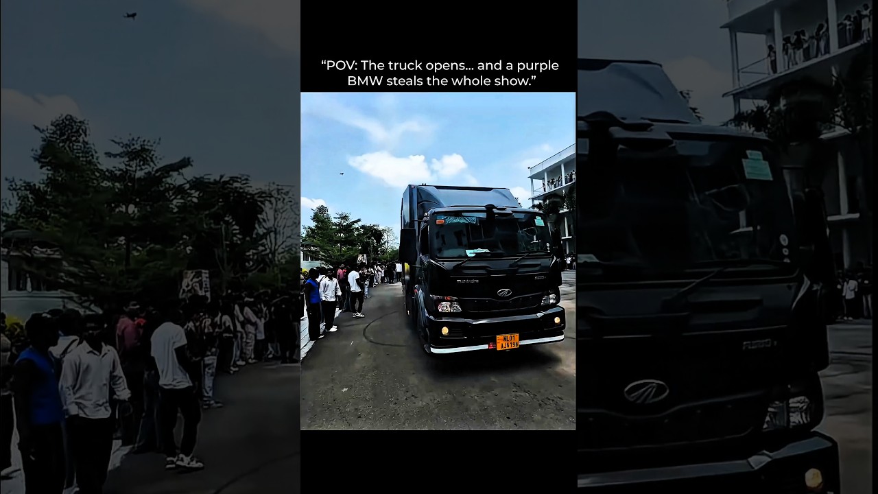 POV= The Truck opens And a purple BMW Steals the whole public#automobile #bmw