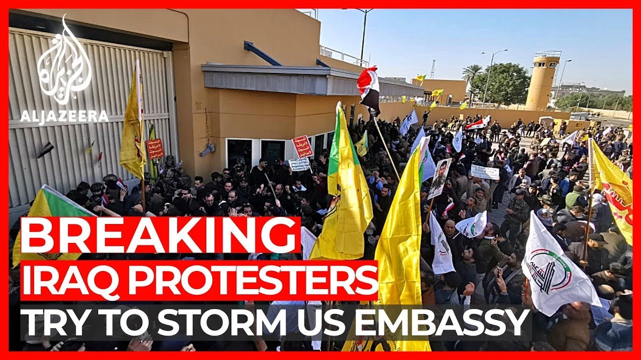Hundreds of Iraqi mourners try to storm US Embassy in Baghdad