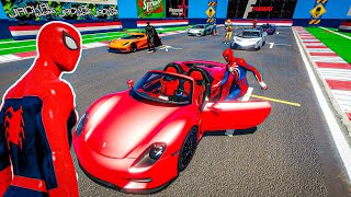 Video de Carros de carreras con el Hombre Araña compitiendo vs Superheroes Gta v