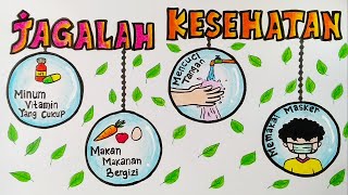Cara menggambar poster kesehatan || Menggambar tema kesehatan