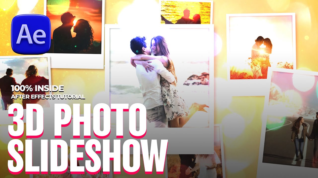 Creative Photo Slideshow Tutorial in After Effects | Valentine's Day Special | Free Overlays