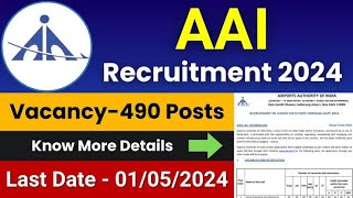 AAI Junior Executive Recruitment 2024 Through GATE: Notification, and Online Application Form