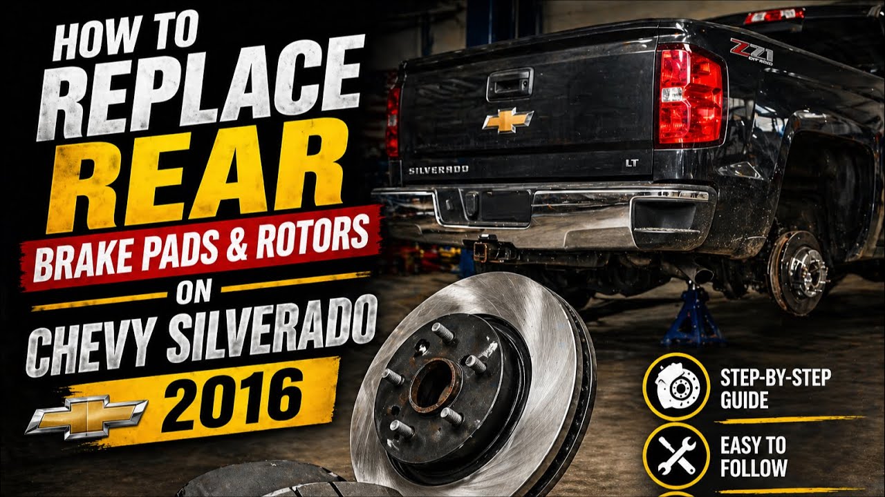 How to Replace Rear Brake Pads & Rotors on Chevy Silverado 2016 - YouTube