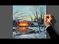 Winter Dawn / Acrylic Painting / Easy Landscape for Beginners / Satisfying video Abstract Art / WOW