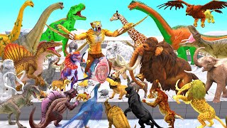 Dinosaurs vs Animals vs Saber Tooth Tiger Vs Mammoth Speed Race Zigzag Course Animal Revolt Battle by Animal Doodle TV 55,817 views 11 days ago 9 minutes, 16 seconds