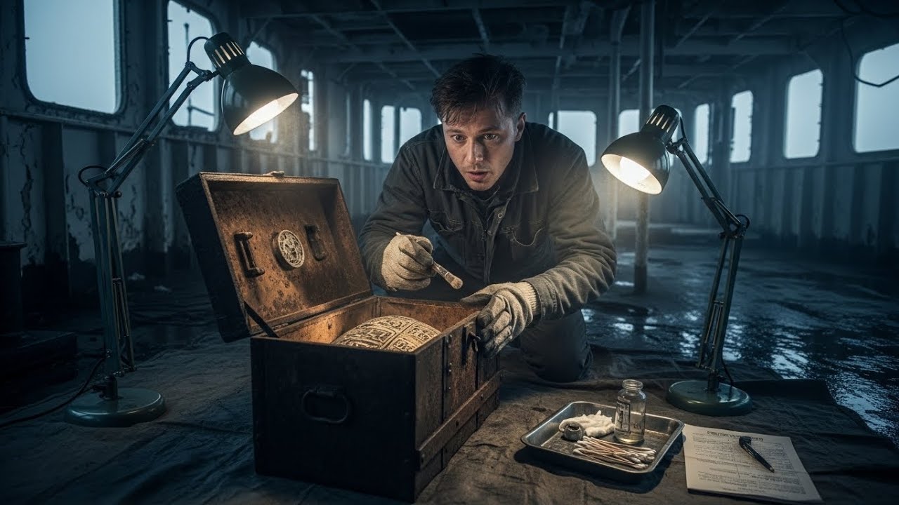 Un explorator a găsit un cufăr ruginit într-o navă abandonată — restaurarea lui a dezvăluit comoara…