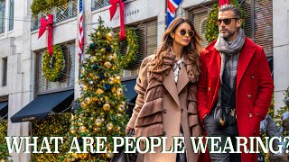 Зимняя мода в Лондоне: уличные стили и праздничные рождественские украшения