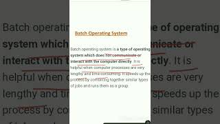 Batch Operating System| Example of Batch Operating System