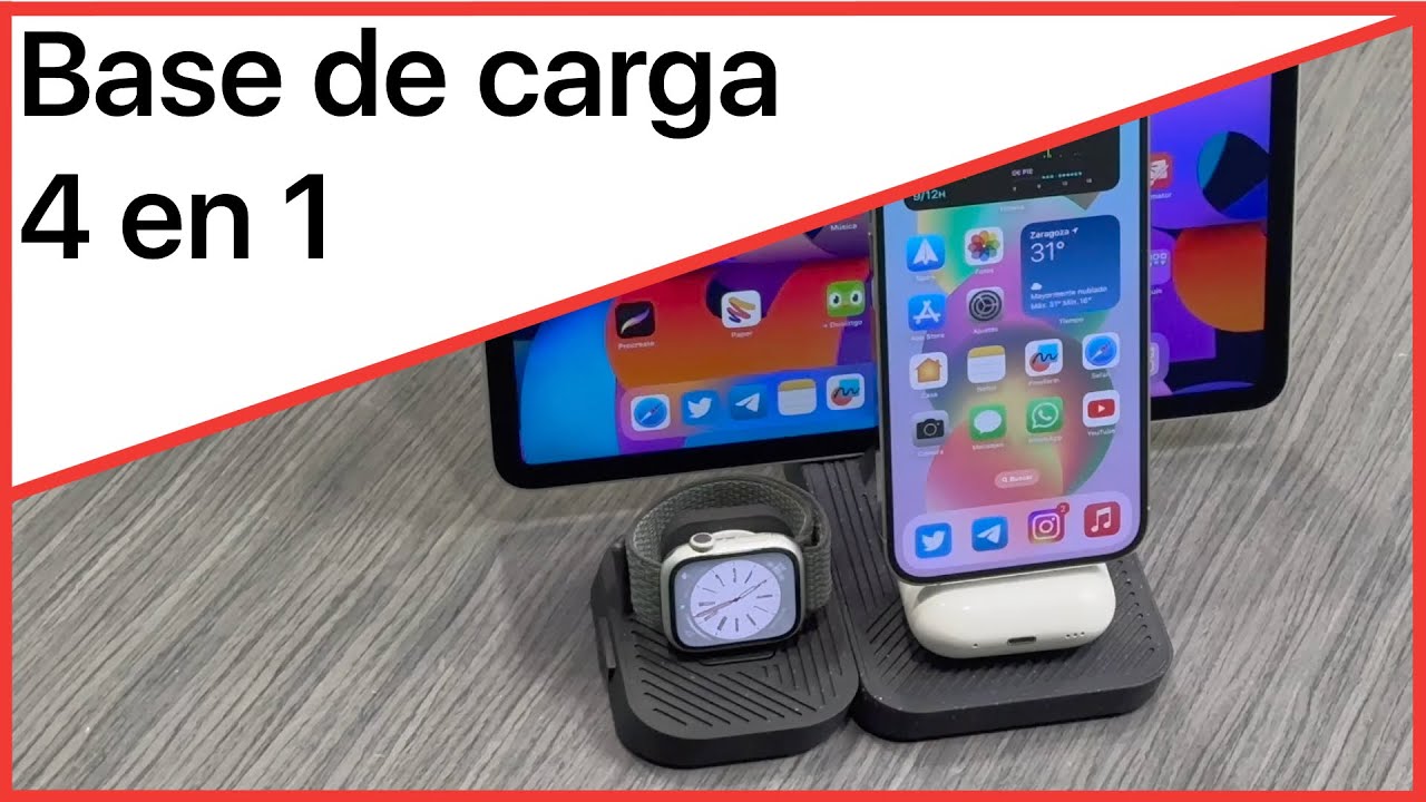 Base de carga inalámbrica 4 en 1 ⚡️ Carga a la vez el iPhone, Apple Watch,  AirPods, iPad o Mac 👀💥 