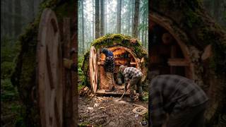 Living Inside A Giant Hollow Tree #bushcraft #survival #offgrid #hiddenshelter #cozyliving