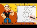 How to Draw Popeye the Sailor 💪 | Easy Cartoon Drawing Tutorial