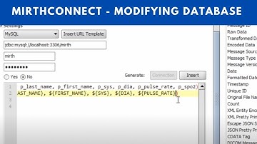 MirthConnect Setup - Modifying database