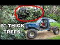 Big Block F350 On 40s plows through dense forest swamp