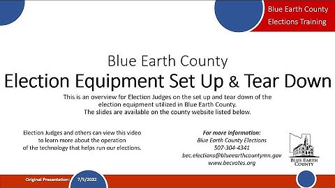 Equipment Set Up and Tear Down Election Judge Training 2022