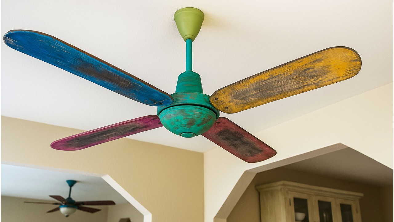Шаткий потолочный вентилятор своими руками, современный дизайн, очень красивый цвет!