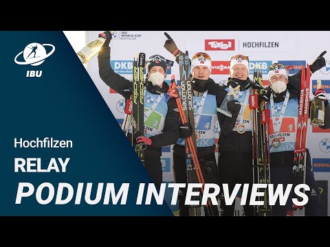 World Cup 21/22 Hochfilzen: Men Relay Podium Interviews