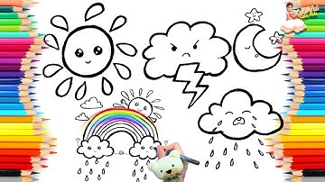 How to Draw Weather Icons ☀️🌧️⚡🌈✨ Drawing and Coloring for Kids