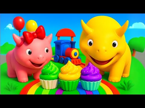 Dino hace cupcakes de diferentes colores