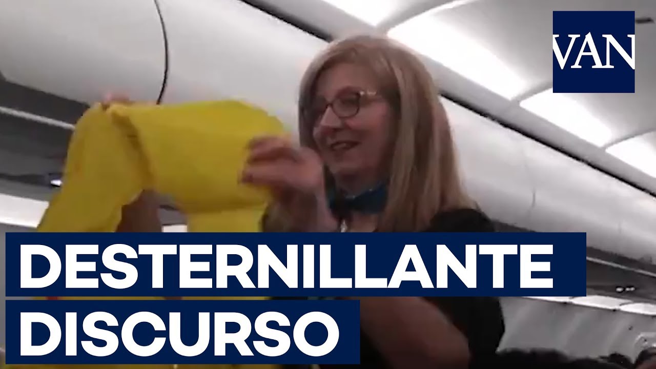 El divertido discurso de un asistente de vuelo antes de despegar