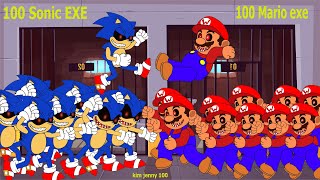 Sonic Exe And Super Mario 100  Vs 100 In Prison 2022 -  Metal Sonic