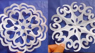2 Easy beautiful paper snowflakes||how to make snowflake decorations for Christmas