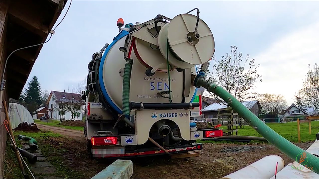 Güllegrube reinigen | SEN Kanaltechnik | Scania | Saugwagen
