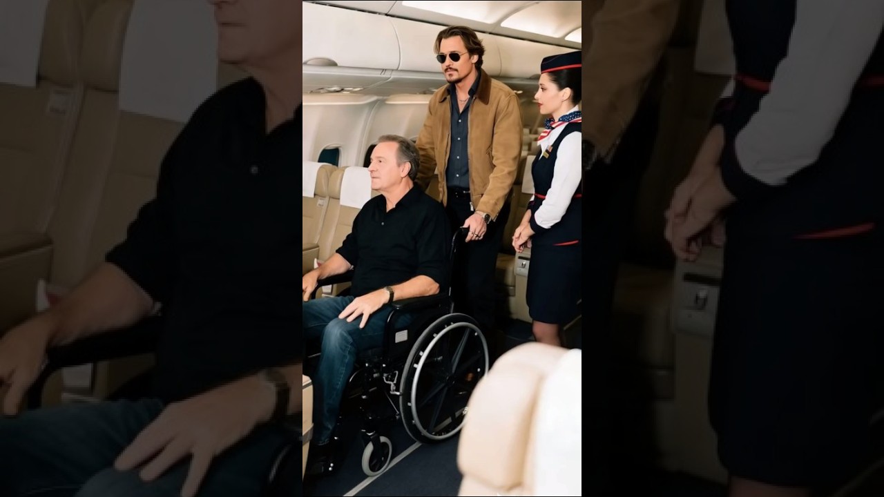 Johnny Depp gives up seat to disabled man on plane. 