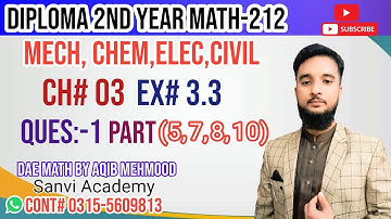 dae math 212 || 2nd year || Applied Mathematics-212 ||ch 3 ||Ex#3.3 qno no 1 Part 5,7,8,10