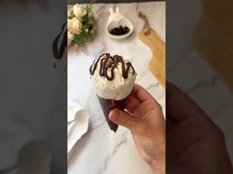 Cono helado solo 3 ingredientes 🤎 #helado #heladocasero #postresdeliciosos
