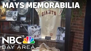 Willie Mays personal memorabilia on display near Oracle Park
