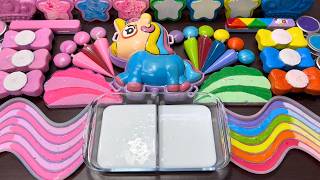 RELAXING WITH UNICORN VS PIPING BAGS ! Mixing MAKEUP, CLAY & Glitter into GLOSSY Slime !!!