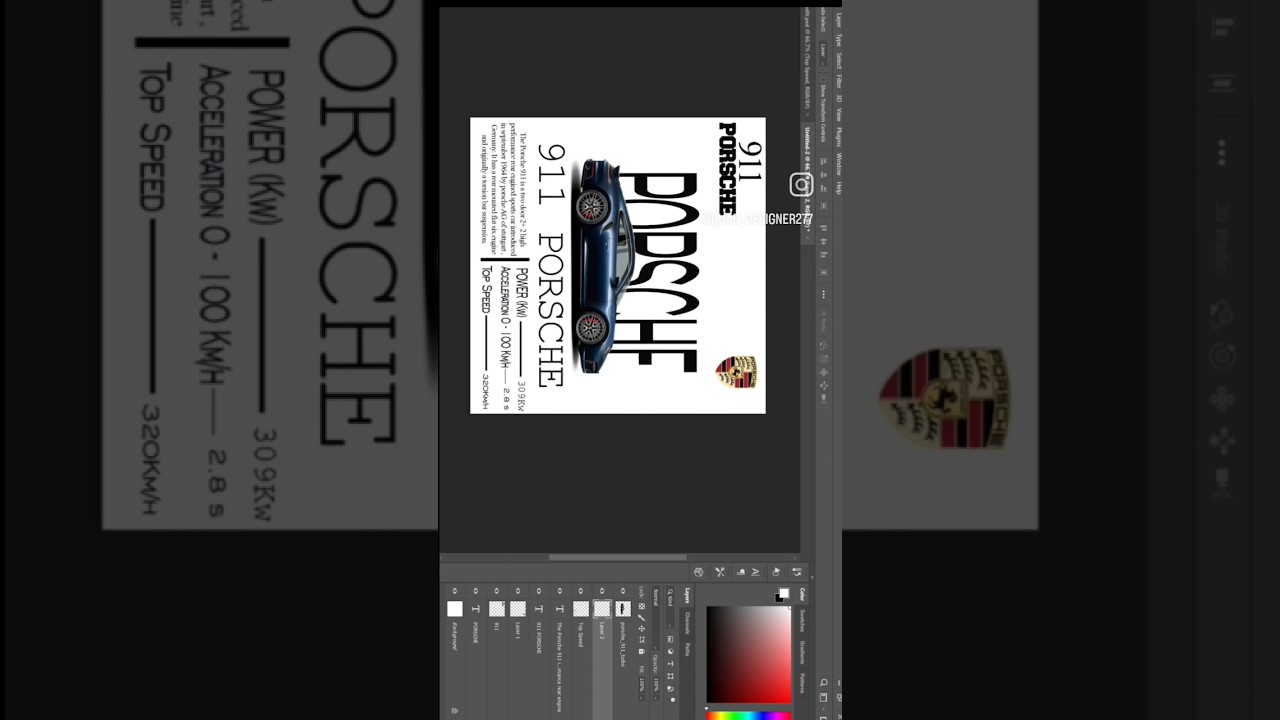 Design the CAR POSTER with me #photoshop # Photoshop tutorial #adobe ##porsche #porsche911 #car