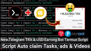 Nuyul Telegram Trx Earning Bot Script - Auto Claim Tasks, Ads & Watch Videos Auto Via Termux 2025