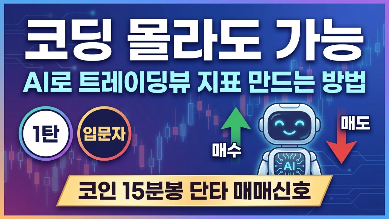 [트레이딩뷰지표만들기 1탄]  코딩 몰라도 가능!! AI가 15분봉 코인 단타 ‘매수·매도’ 신호까지 완성!!