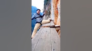 Plank Collapsed?! 😱💥 He Plunges Off the Cliff... #ExtremeChallenge #HighAltitude