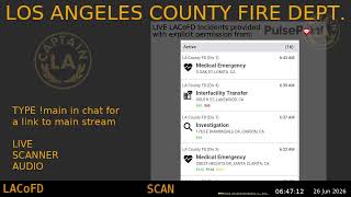 LA County Fire - *Live* LACoFD Scanner - LA Captain - 25-Jun-2026 - S9