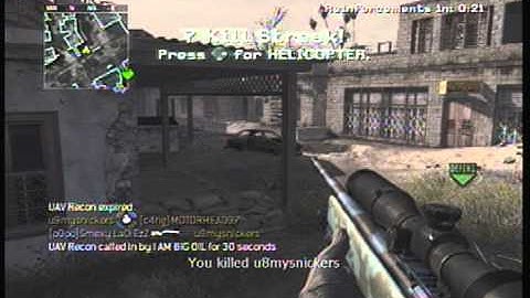 Epic 10 killstreak and nice killfeeds M40A3 CoD 4