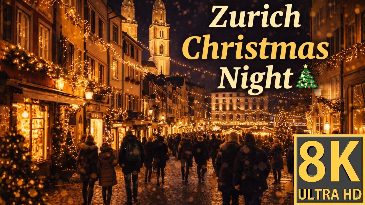 Рождественская ночь в Старом городе Цюриха 🎄 Волшебная зимняя прогулка