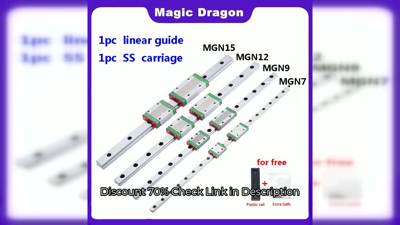 MGN7 MGN12 MGN15 MGN9 L from 100mm to 1000mm miniature linear rail slide 1pcs MGN linear guide+1pcs