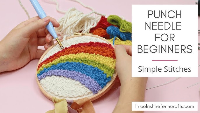 Pllieay Punch Needle Embroidery Starter Kits for Kids and Adults Beginners,  Include Instructions, Punch Needle Fabric with Floral Pattern, Yarns