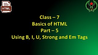 HTML Class 7 Computer | Basics of HTML | b vs strong tag | class 7 html computer science | #5