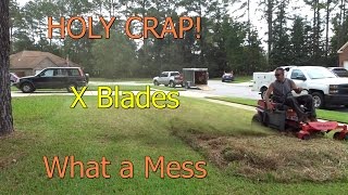 Cutting Super Thick St Augustine Grass  Demo Cross X Blade Mowing with a  Zero Turn ZTR Mower