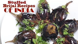 3 Stuffed Brinjal Fry's of India- Andhra Gutti Vankaya,Gujarati Ringan na Ravaiya,  Bharvan Baingan