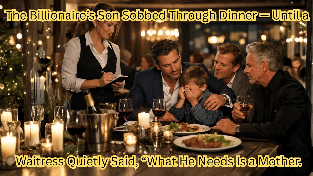 The Billionaire’s Son Sobbed Through Dinner  Until a Waitress Quietly Said What He Needs Is a Mother