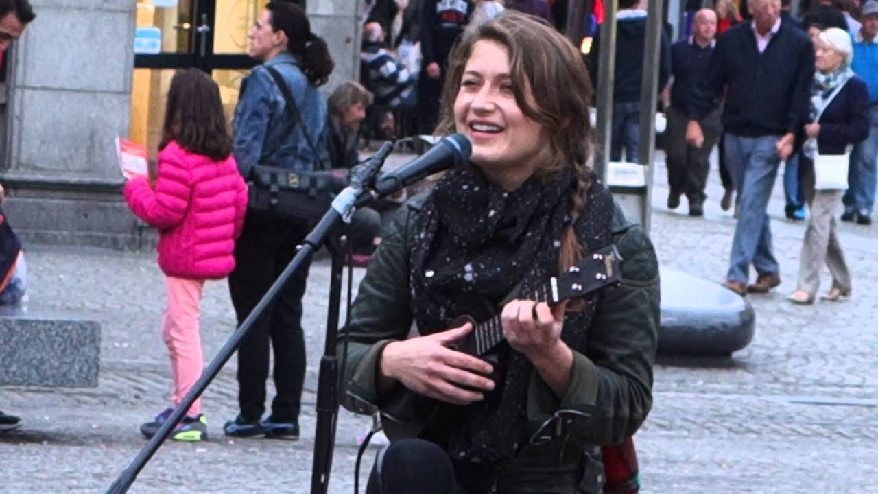 Rachel D'Arcy on the Dam Square in Amsterdam.